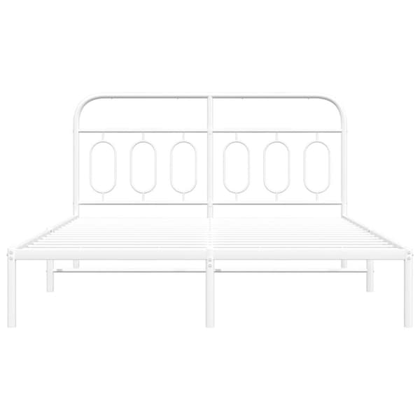vidaXL sengeramme med sengegavl 150x200 cm metal hvid