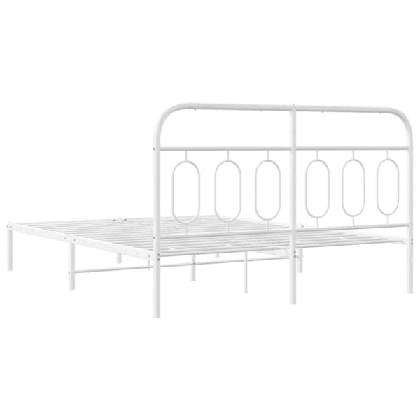 vidaXL sengeramme med sengegavl 150x200 cm metal hvid