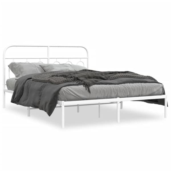 vidaXL sengeramme med sengegavl 150x200 cm metal hvid