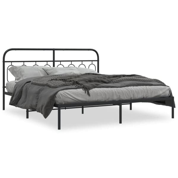 vidaXL Sengeramme i metall med sengegavl svart 180x200 cm