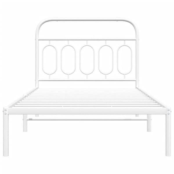 vidaXL Sengeramme i metall med hodegavl hvit 100x200 cm
