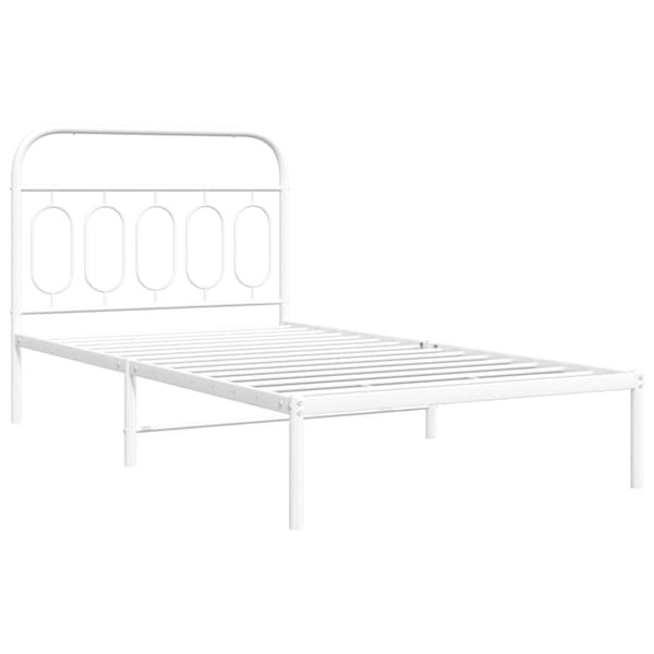 vidaXL Sengeramme i metall med hodegavl hvit 100x200 cm