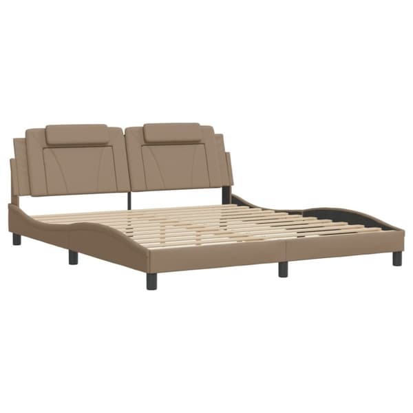 vidaXL sengeramme med sengegavl 180x200 cm kunstlæder cappuccinofarvet