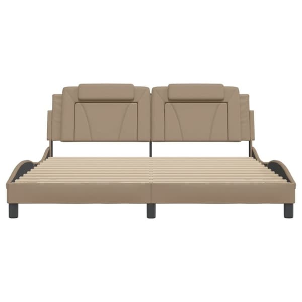 vidaXL sengeramme med sengegavl 180x200 cm kunstlæder cappuccinofarvet