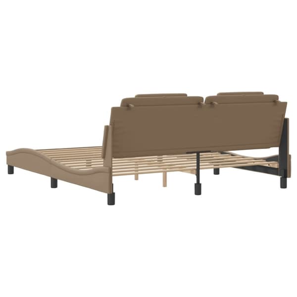 vidaXL sengeramme med sengegavl 180x200 cm kunstlæder cappuccinofarvet
