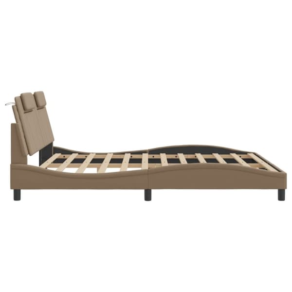 vidaXL sengeramme med sengegavl 180x200 cm kunstlæder cappuccinofarvet