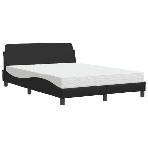 vidaXL seng med madras 140x190 cm kunstlæder sort