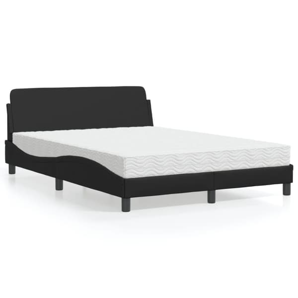 vidaXL seng med madras 140x190 cm kunstlæder sort