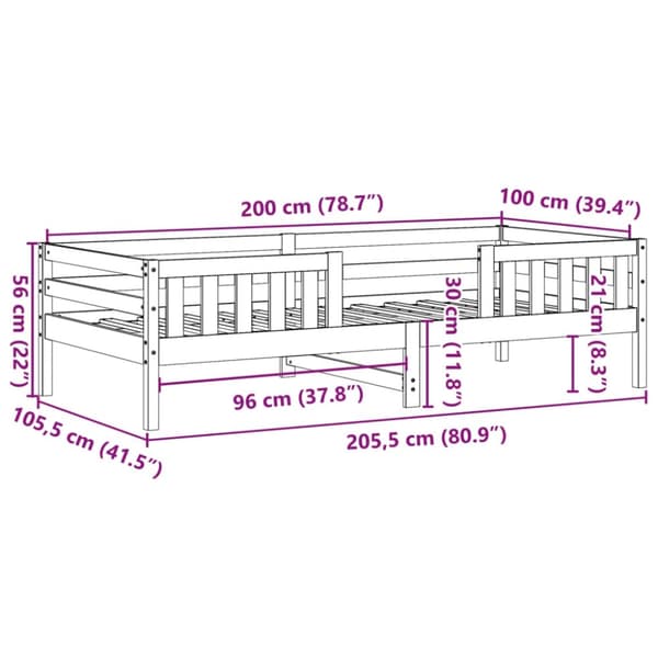 vidaXL Sänky ilman patjaa vahanruskea 100x200 cm täysi mänty