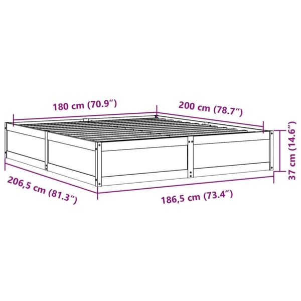 vidaXL Sengeramme uten madrass 180x200 cm heltre furu