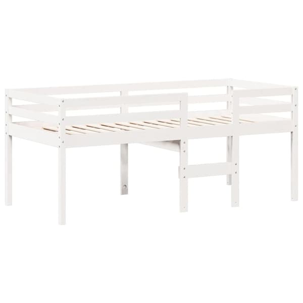 vidaXL højseng med tag 90x200 cm massivt fyrretræ hvid