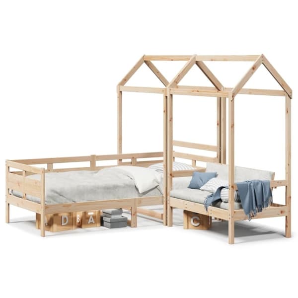 vidaXL husseng med bænk 90x200 cm massivt fyrretræ