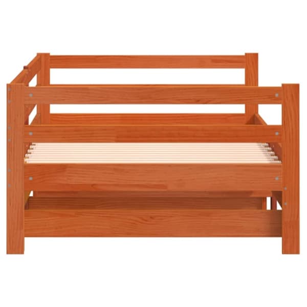 vidaXL Uttrekkbar dagseng uten madrass voksbrun 90x190 cm heltre furu