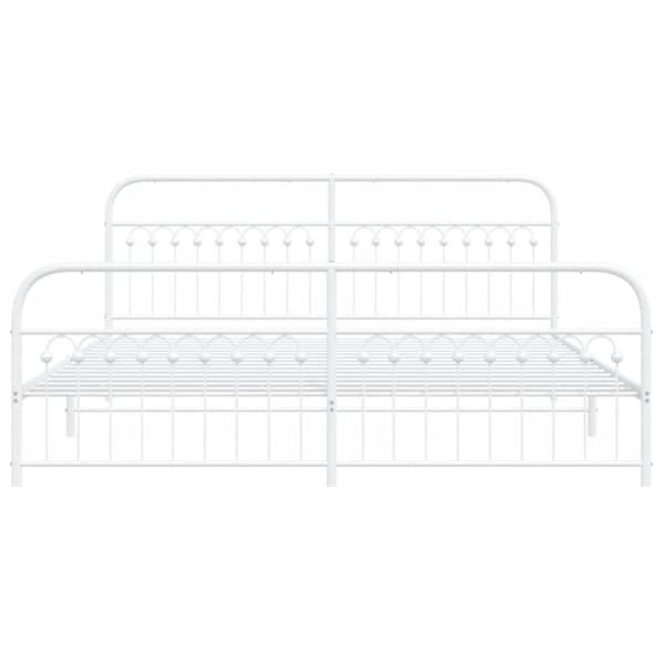 vidaXL sengeramme med sengegavl og fodgærde 193x203 cm metal hvid