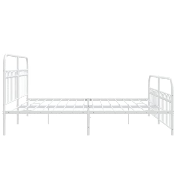 vidaXL sengeramme med sengegavl og fodgærde 193x203 cm metal hvid
