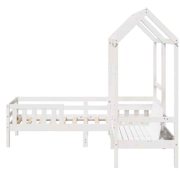 vidaXL husseng med bænk 75x190 cm massivt fyrretræ hvid
