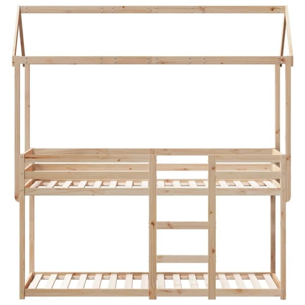 vidaXL køjeseng med tag 90x190 cm massivt fyrretræ hvid