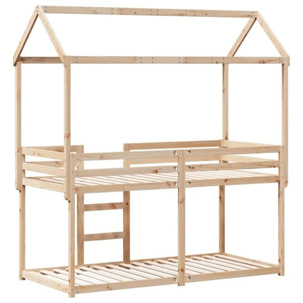 vidaXL køjeseng med tag 90x190 cm massivt fyrretræ hvid