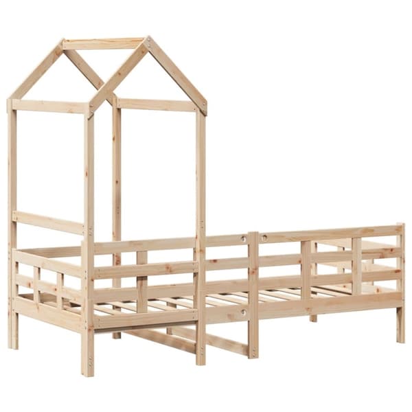 vidaXL daybed med tag 80x200 cm massivt fyrretræ