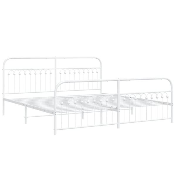 vidaXL Sengeramme i metall med hode- og fotgavl hvit 193x203 cm