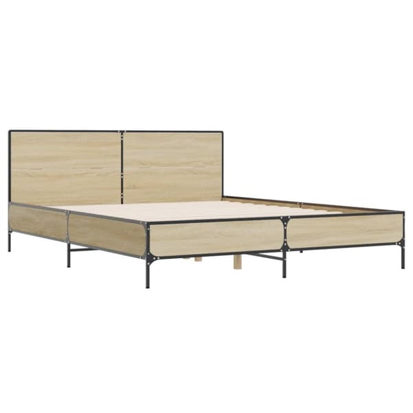 vidaXL Sengeramme sonoma eik 140x190 cm konstruert tre og metall