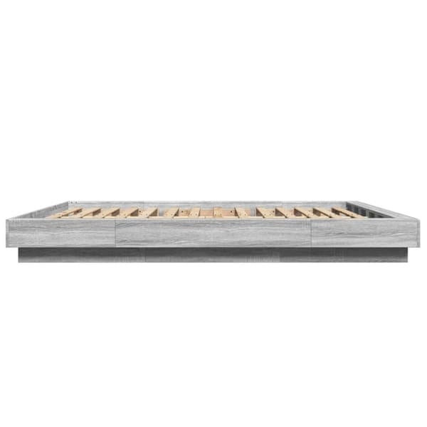 vidaXL Sängynrunko LED-valoilla harmaa Sonoma 150x200 cm tekninen puu