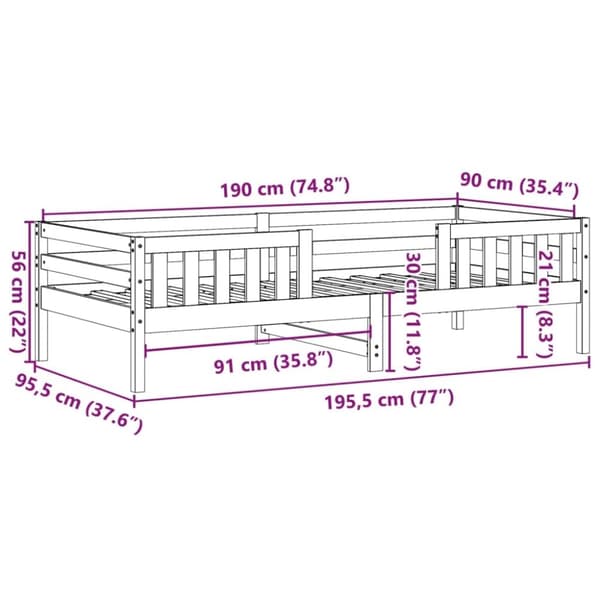 vidaXL Sengeramme uten madrass 90x190 cm heltre furu