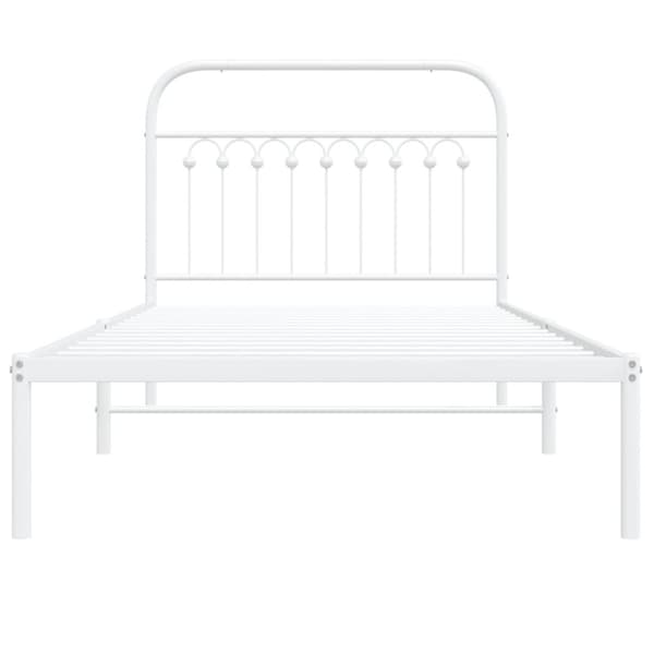 vidaXL sengeramme med sengegavl 100x200 cm metal hvid