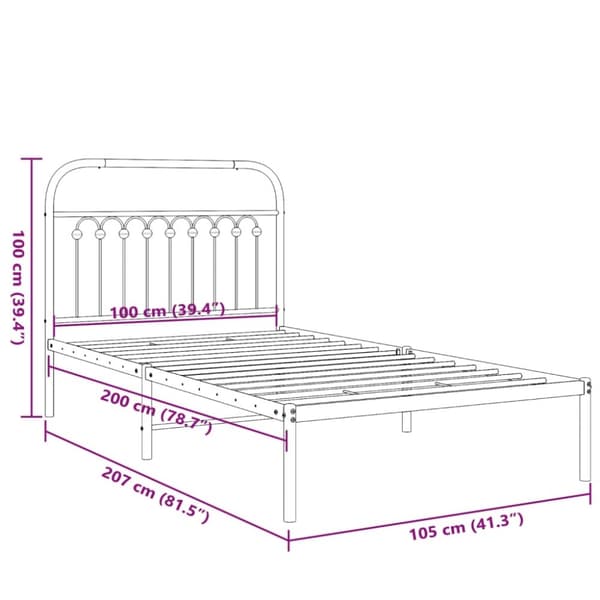 vidaXL sengeramme med sengegavl 100x200 cm metal hvid