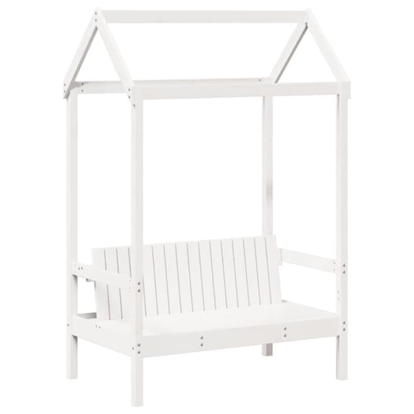 vidaXL Dagbänk med bänk och tak vit 90x200 cm massiv furu