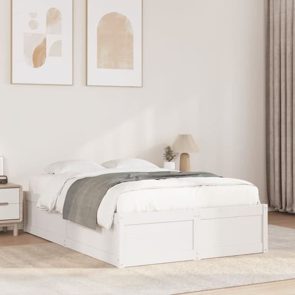 vidaXL sengeramme uden madras 120x200 cm massivt fyrretræ hvid