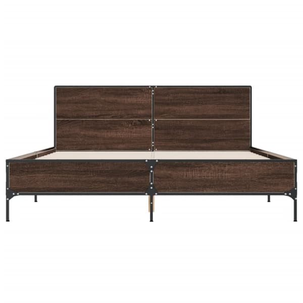 vidaXL Sängynrunko ruskea tammi 150x200 cm tekninen puu ja metalli
