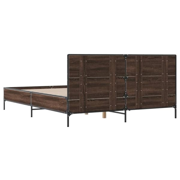 vidaXL Sängynrunko ruskea tammi 150x200 cm tekninen puu ja metalli