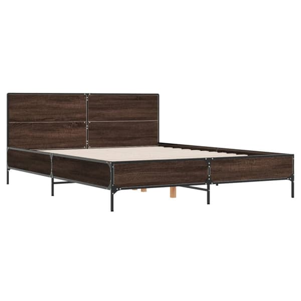 vidaXL Sängynrunko ruskea tammi 150x200 cm tekninen puu ja metalli