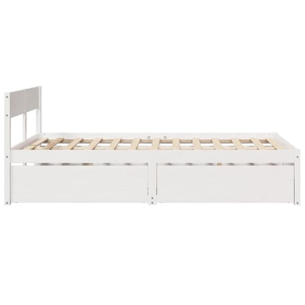 vidaXL Sängynrunko ilman patjaa valkoinen 135x190 cm täysi mänty