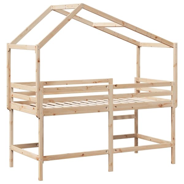 vidaXL Køyeseng med stige og tak 90x190 cm heltre furu