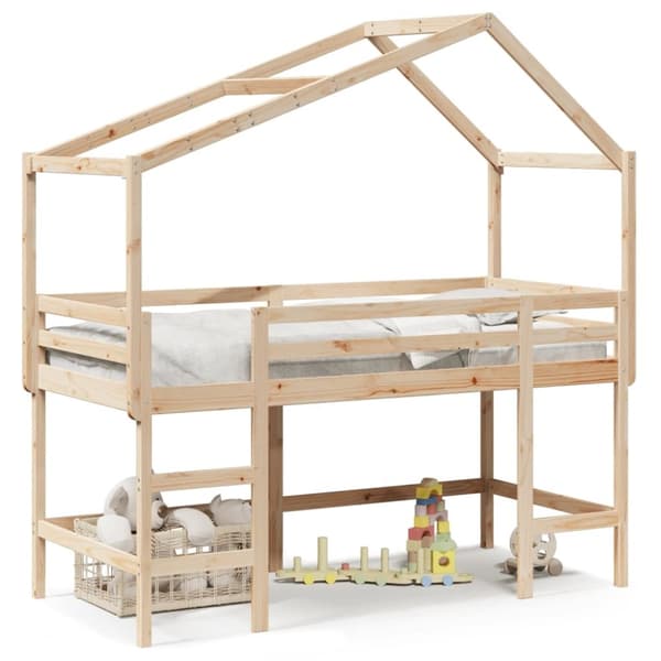 vidaXL Køyeseng med stige og tak 90x190 cm heltre furu
