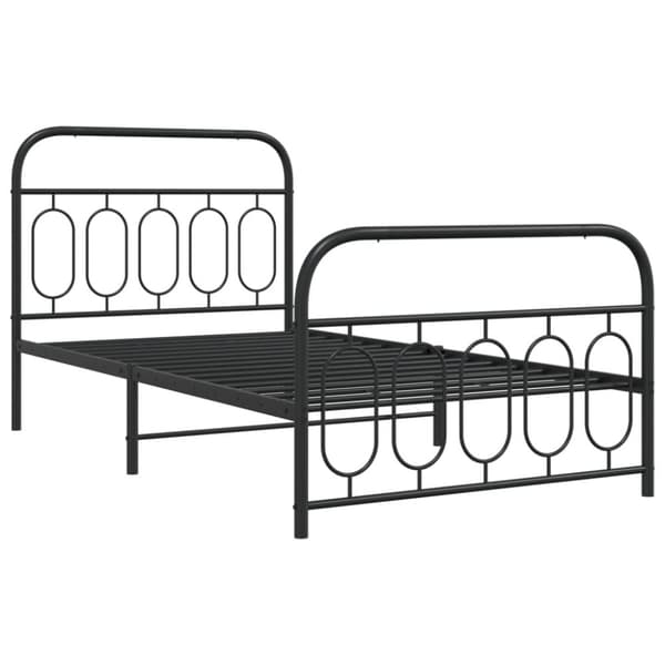 vidaXL Sengeramme i metall med hode- og fotgavl svart 107x203 cm
