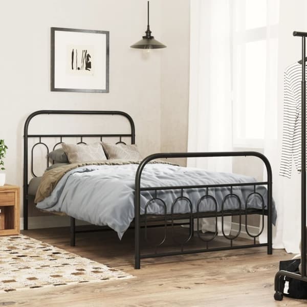 vidaXL Sengeramme i metall med hode- og fotgavl svart 107x203 cm