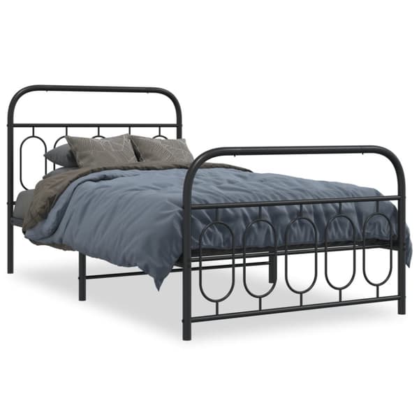 vidaXL Sengeramme i metall med hode- og fotgavl svart 107x203 cm