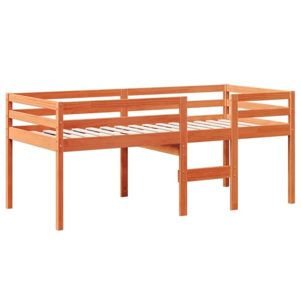 vidaXL Korotettu sänky katoksella vahanruskea 80x200 cm täysi mänty