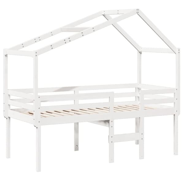 vidaXL høj husseng 75x190 cm massivt fyrretræ hvid
