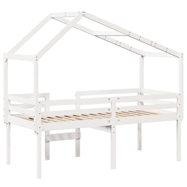 vidaXL høj husseng 75x190 cm massivt fyrretræ hvid