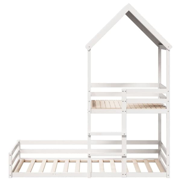 vidaXL Køyeseng med tak hvit 90x200 cm heltre furu