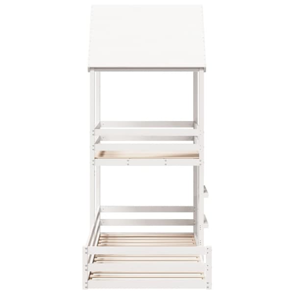 vidaXL Køyeseng med tak hvit 90x200 cm heltre furu