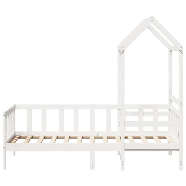 vidaXL Sett med dagseng og benk med tak hvit 90x190 cm heltre furu