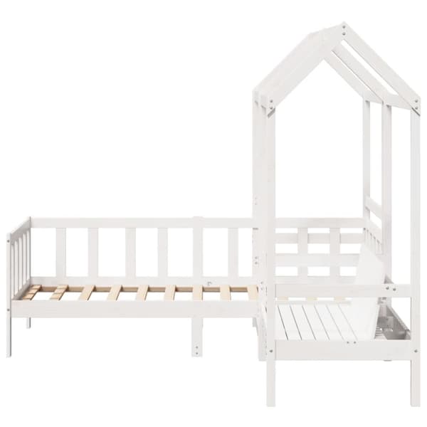 vidaXL Sett med dagseng og benk med tak hvit 90x190 cm heltre furu