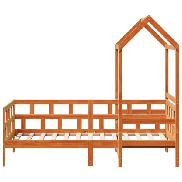 vidaXL Køyeseng med tak voksbrun 90x190 cm heltre furu