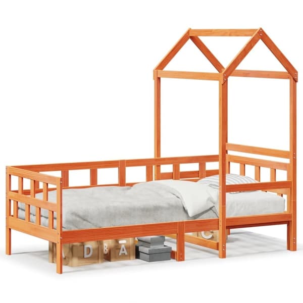 vidaXL Køyeseng med tak voksbrun 90x190 cm heltre furu