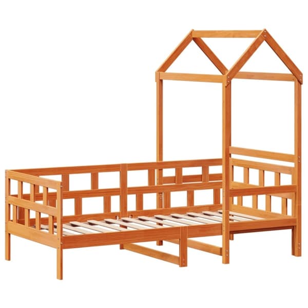 vidaXL Køyeseng med tak voksbrun 90x190 cm heltre furu
